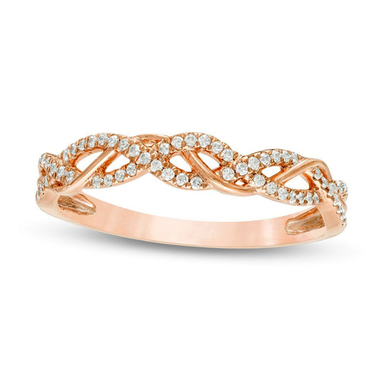 0.17 CT. T.W. Natural Diamond Twist Anniversary Band in Solid 10K Rose Gold