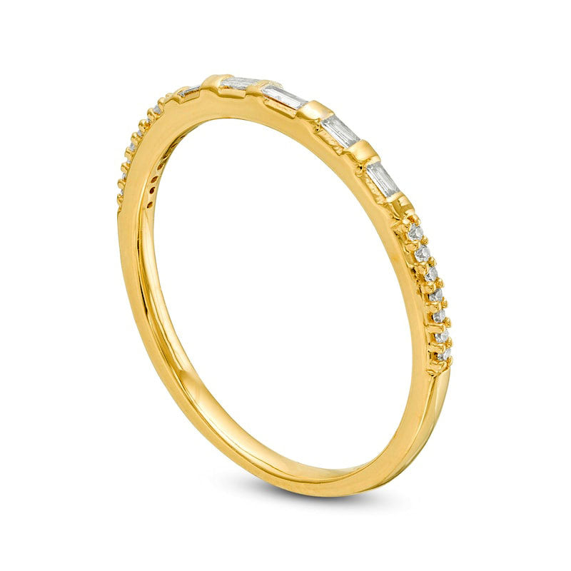 0.13 CT. T.W. Baguette and Round Natural Diamond Anniversary Band in Solid 10K Yellow Gold