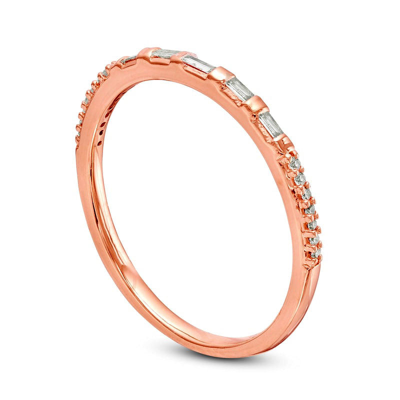 0.13 CT. T.W. Baguette and Round Natural Diamond Anniversary Band in Solid 10K Rose Gold