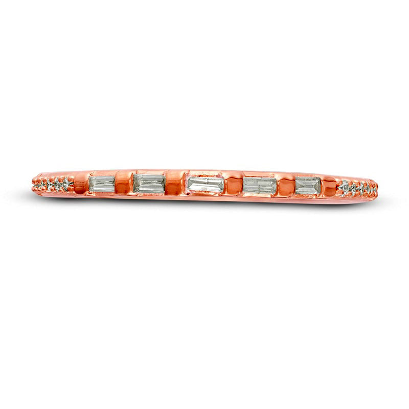 0.13 CT. T.W. Baguette and Round Natural Diamond Anniversary Band in Solid 10K Rose Gold