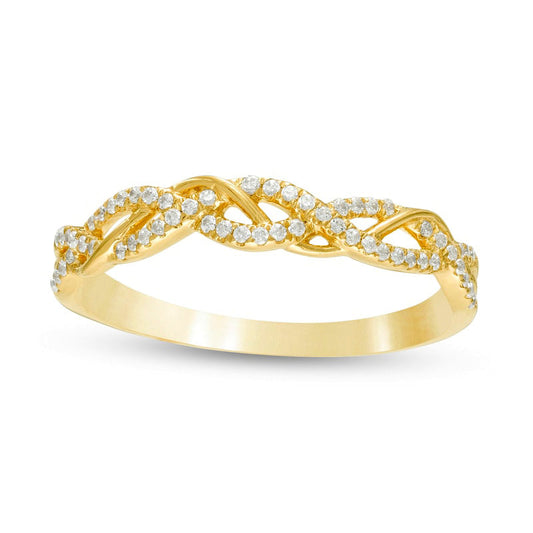 0.17 CT. T.W. Natural Diamond Twist Anniversary Band in Solid 10K Yellow Gold