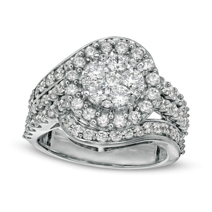 2.0 CT. T.W. Composite Natural Diamond Bypass Multi-Row Split Shank Engagement Ring in Solid 10K White Gold