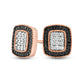 0.33 CT. T.W. Enhanced Black and White Composite Diamond Cushion Frame Vintage-Style Stud Earrings in 10K Rose Gold