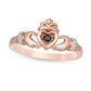 0.05 CT. T.W. Enhanced Black and White Natural Diamond Claddagh Ring in Solid 10K Rose Gold
