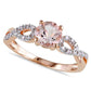 6.0mm Morganite and Natural Diamond Accent Twist Engagement Ring in Solid 10K Rose Gold