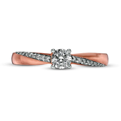 0.33 CT. T.W. Natural Diamond Engagement Ring in Solid 10K Rose Gold