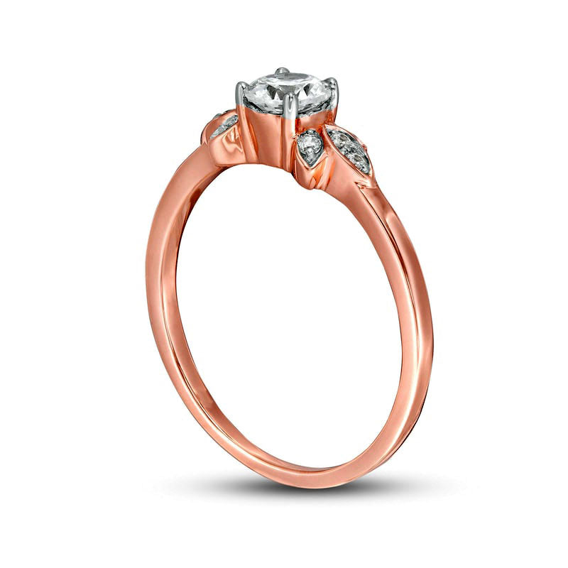 0.38 CT. T.W. Natural Diamond Petal Tri-Sides Engagement Ring in Solid 10K Rose Gold