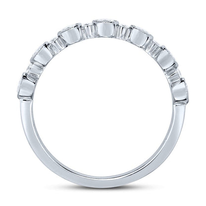 0.50 CT. T.W. Natural Diamond Alternating Antique Vintage-Style Stackable Band in Solid 14K White Gold