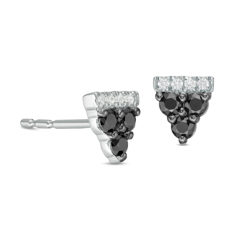 0.25 CT. T.W. Enhanced Black and White Diamond Triangle Stud Earrings in 10K White Gold
