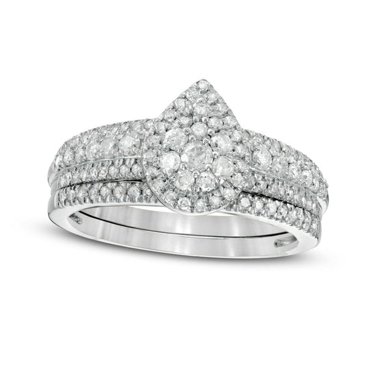 0.75 CT. T.W. Composite Pear-Shaped Natural Diamond Bridal Engagement Ring Set in Solid 10K White Gold