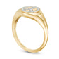 0.10 CT. T.W. Natural Diamond Peace Sign Signet Ring in Solid 14K Gold