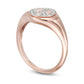 0.10 CT. T.W. Natural Diamond Peace Sign Signet Ring in Solid 14K Rose Gold