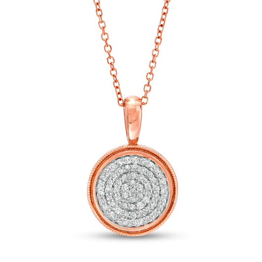 0.2 CT. T.W. Composite Natural Diamond Beaded Frame Pendant in 14K Rose Gold