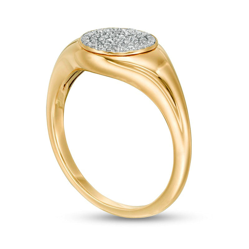 0.20 CT. T.W. Composite Natural Diamond Signet Ring in Solid 14K Gold