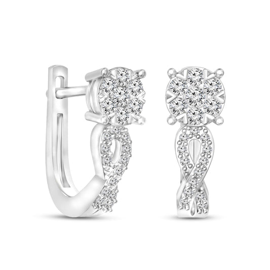 0.38 CT. T.W. Diamond Infinity Hoop Earrings in 10K White Gold