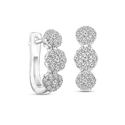0.75 CT. T.W. Composite Diamond Three Stone Hoop Earrings in 10K White Gold