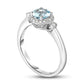 6.0mm Aquamarine and 0.10 CT. T.W. Natural Diamond Frame Antique Vintage-Style Ring in Solid 14K White Gold - Size 7