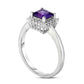 5.5mm Princess-Cut Amethyst and 0.13 CT. T.W. Natural Diamond Shadow Frame Ring in Solid 14K White Gold - Size 7