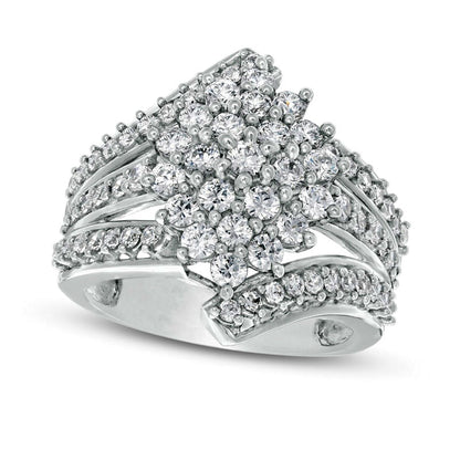 2.0 CT. T.W. Composite Natural Diamond Bypass Waterfall Ring in Solid 10K White Gold