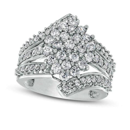 2.0 CT. T.W. Composite Natural Diamond Bypass Waterfall Ring in Solid 10K White Gold
