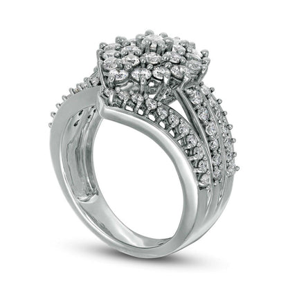2.0 CT. T.W. Composite Natural Diamond Bypass Waterfall Ring in Solid 10K White Gold