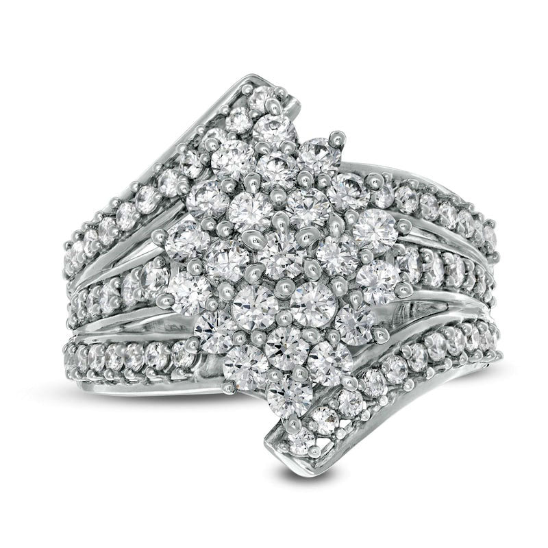 2.0 CT. T.W. Composite Natural Diamond Bypass Waterfall Ring in Solid 10K White Gold