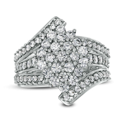 2.0 CT. T.W. Composite Natural Diamond Bypass Waterfall Ring in Solid 10K White Gold