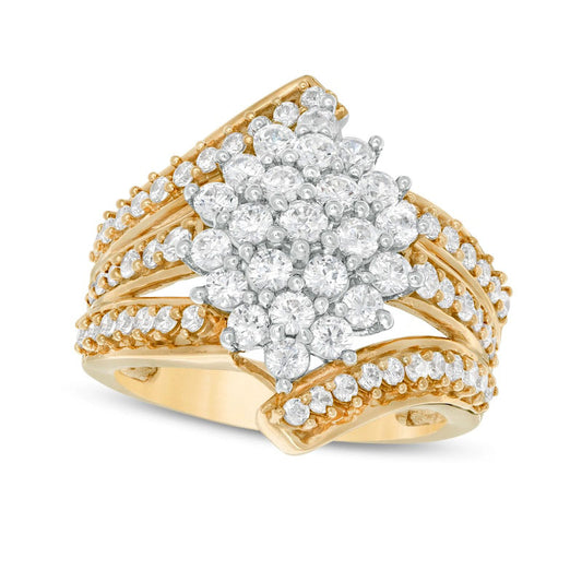 2.0 CT. T.W. Composite Natural Diamond Bypass Waterfall Ring in Solid 10K Yellow Gold