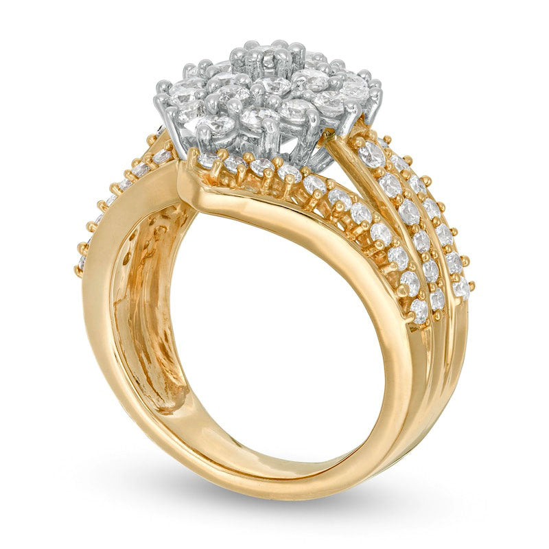2.0 CT. T.W. Composite Natural Diamond Bypass Waterfall Ring in Solid 10K Yellow Gold