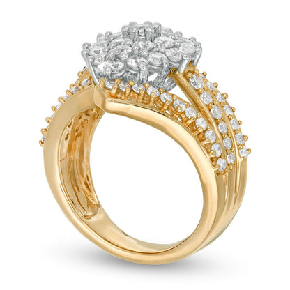 2.0 CT. T.W. Composite Natural Diamond Bypass Waterfall Ring in Solid 10K Yellow Gold