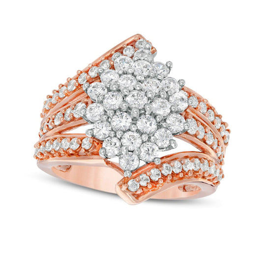 2.0 CT. T.W. Composite Natural Diamond Bypass Waterfall Ring in Solid 10K Rose Gold