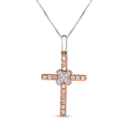 0.2 CT. T.W. Natural Diamond "X" Cross Pendant in 10K Two-Tone Gold