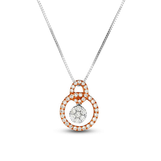 0.2 CT. T.W. Composite Natural Diamond Double Circle Pendant in 10K Two-Tone Gold