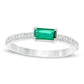 Sideways Baguette Lab-Created Emerald and 0.10 CT. T.W. Diamond Stackable Ring in Solid 10K White Gold