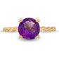 8.0mm Amethyst Solitaire Rope Shank Ring in Solid 10K Yellow Gold