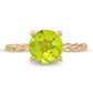 8.0mm Peridot Solitaire Rope Shank Ring in Solid 10K Yellow Gold