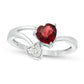 6.0mm Heart-Shaped Garnet and Natural Diamond Accent Bypass Split Shank Ring in Solid 10K White Gold