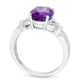 Oval Amethyst and Natural Diamond Accent Leaf Split Shank Ring in Solid 10K White Gold