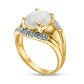Oval Lab-Created Opal and 0.07 CT. T.W. Diamond Edge Signet Ring in Solid 10K Yellow Gold
