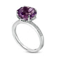 10.0mm Octagonal Amethyst and 0.10 CT. T.W. Natural Diamond Flower Ring in Solid 10K White Gold