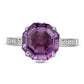 10.0mm Octagonal Amethyst and 0.10 CT. T.W. Natural Diamond Flower Ring in Solid 10K White Gold