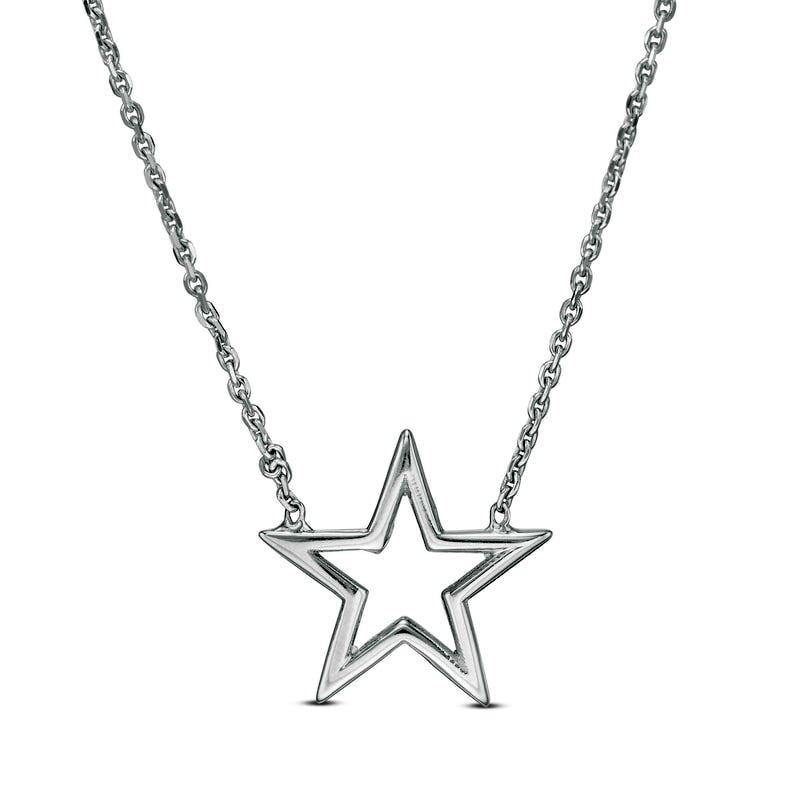 Mini Star Outline Necklace in 14K White Gold