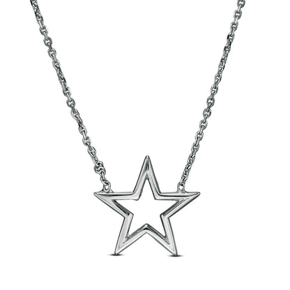 Mini Star Outline Necklace in 14K White Gold