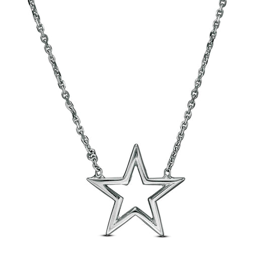Mini Star Outline Necklace in 14K White Gold