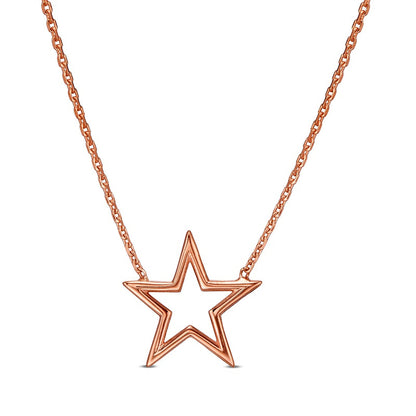 Mini Star Outline Necklace in 14K Rose Gold