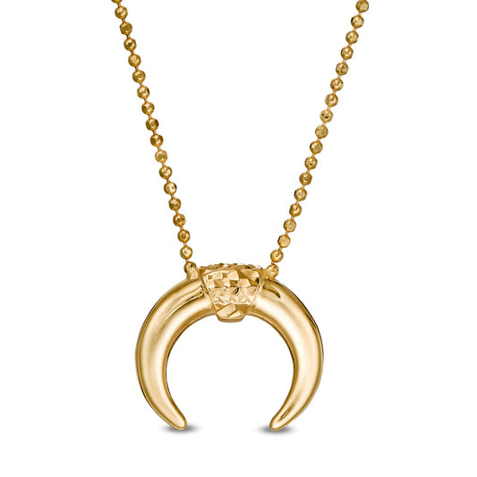 Multi-Finish Crescent Moon Necklace in 14K Gold