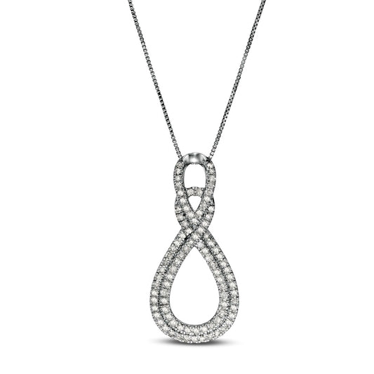 0.5 CT. T.W. Natural Diamond Double Infinity Loop Pendant in 10K White Gold