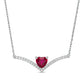 6.0mm Heart-Shaped Lab-Created Ruby and White Sapphire Chevron Necklace in Sterling Silver