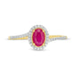 Oval Ruby and 0.13 CT. T.W. Natural Diamond Frame Bypass Ring in Solid 10K Yellow Gold