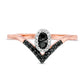 0.20 CT. T.W. Enhanced Black and White Natural Diamond Oval Frame Chevron Ring in Solid 10K Rose Gold